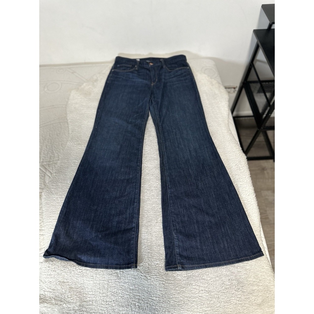 Gap 1969 High Rise Trouser Jeans Womens 31 12 Dark Wash Blue Wide Leg Flare